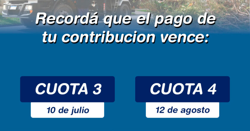 Información importante: Cronograma de vencimientos de las tasas municipales