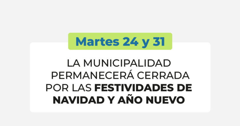 Les recordamos el funcionamiento de las guardias médicas y del servicio de recolección de residuos durante Año Nuevo