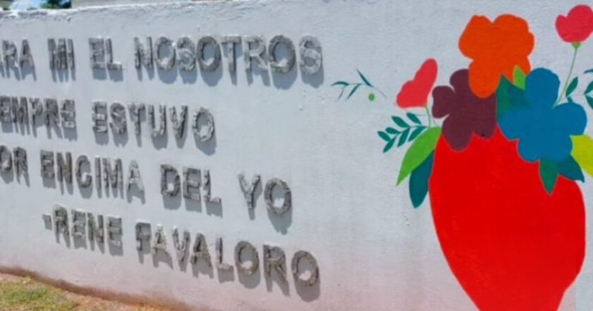 El mural que une a Bavio en torno a los valores de René Favaloro