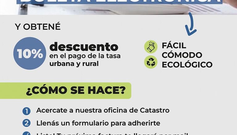 Adherite a la boleta electrónica y ahorrá un 10% en tus tasas municipales