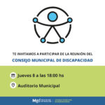 Este jueves se reunirá el Consejo Municipal de Discapacidad en el salón Auditorio del Palacio Municipal (Brenan 970).