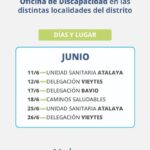 La Oficina de Discapacidad informa el cronograma del mes de junio de atención descentralizada en las localidades del Distrito. Agendate las fechas para consultas y recibir asesoramiento e información.