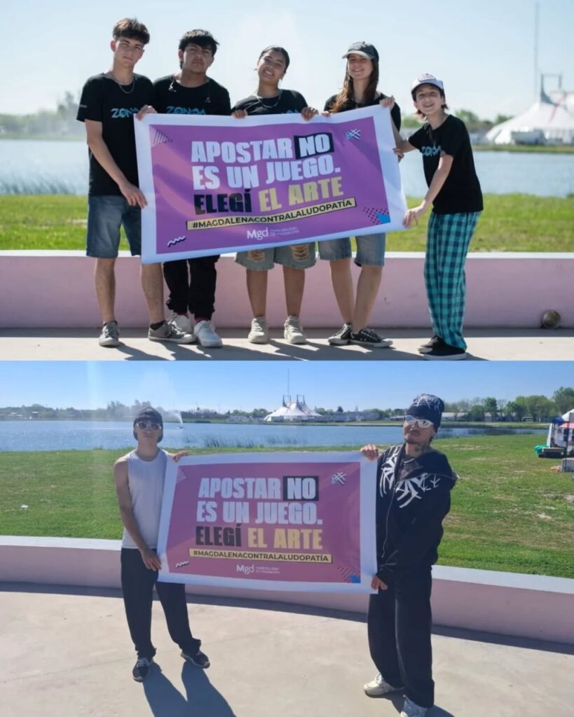 En Magdalena, los artistas locales se suman a la campaña #MgdContraLaLudopatía con un mensaje claro: elegí el arte, no las apuestas.